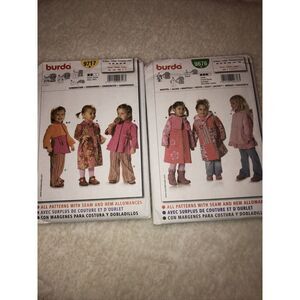 Burda 9717,9676 Uncut Patterns Dress Coat Size Toddlers